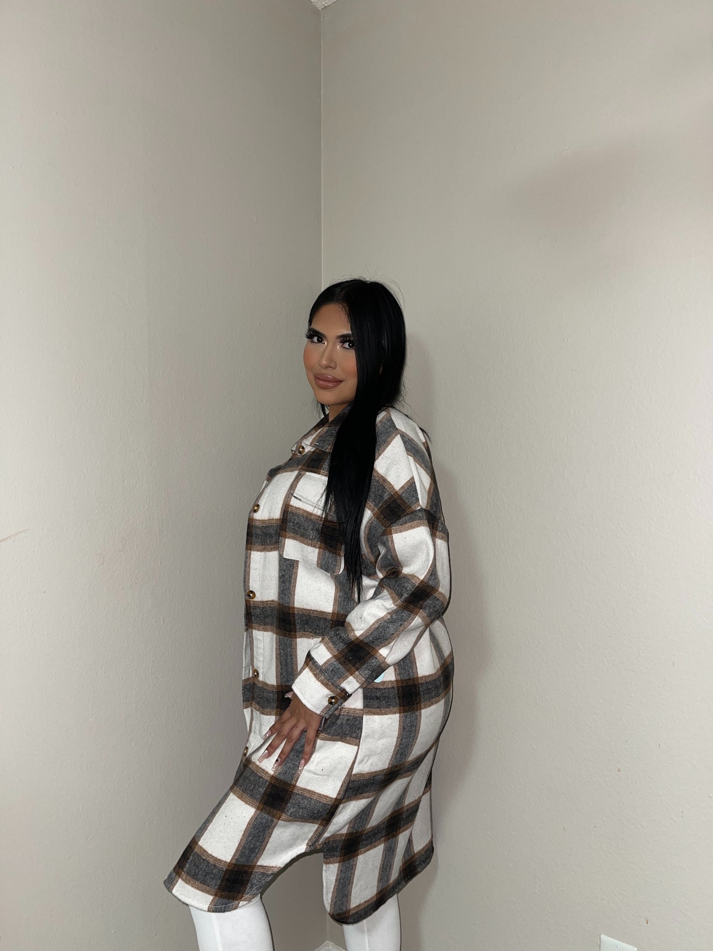 Plaid Long T-Shirt (Black&Brown)