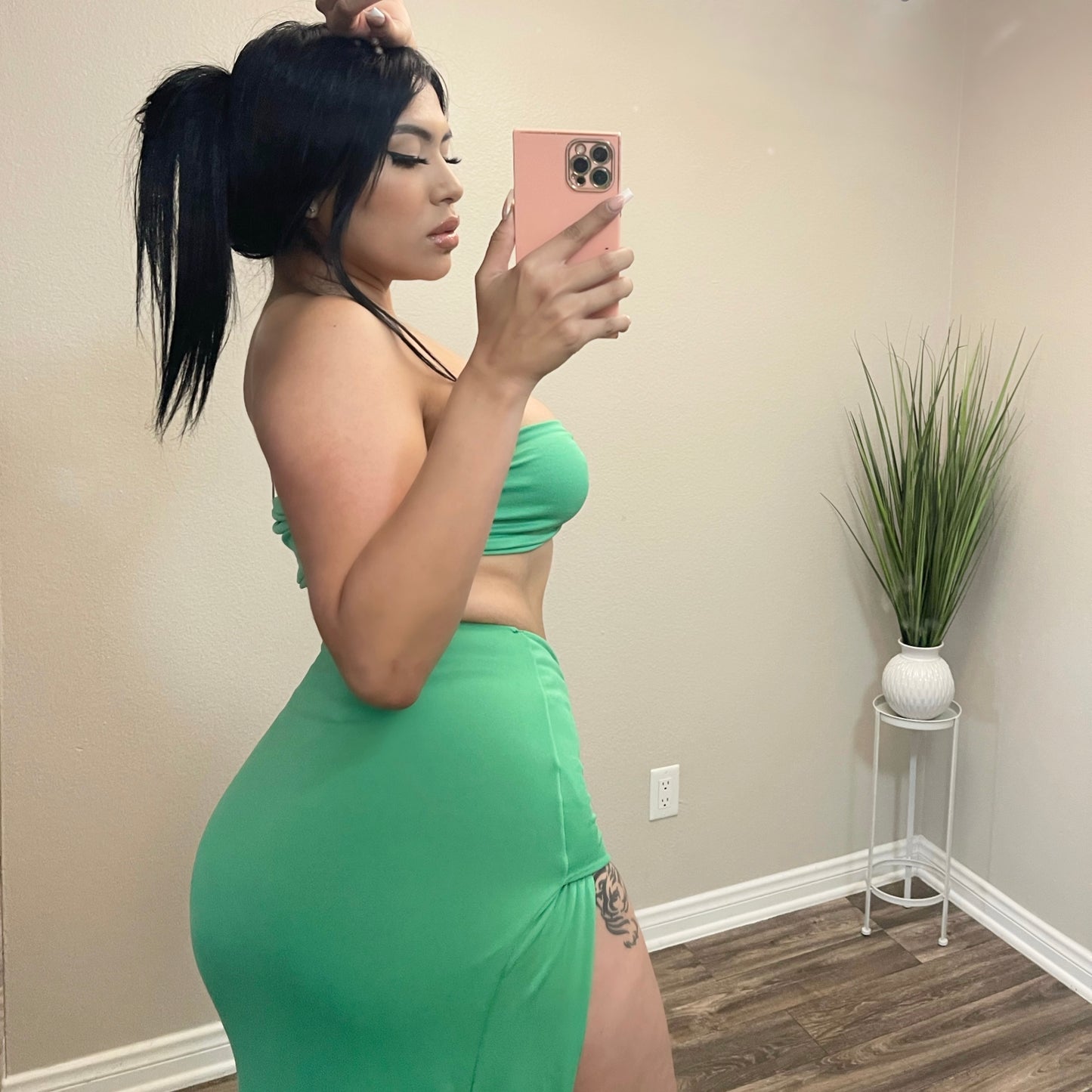 Money Loves Me 2 Piece (Green)