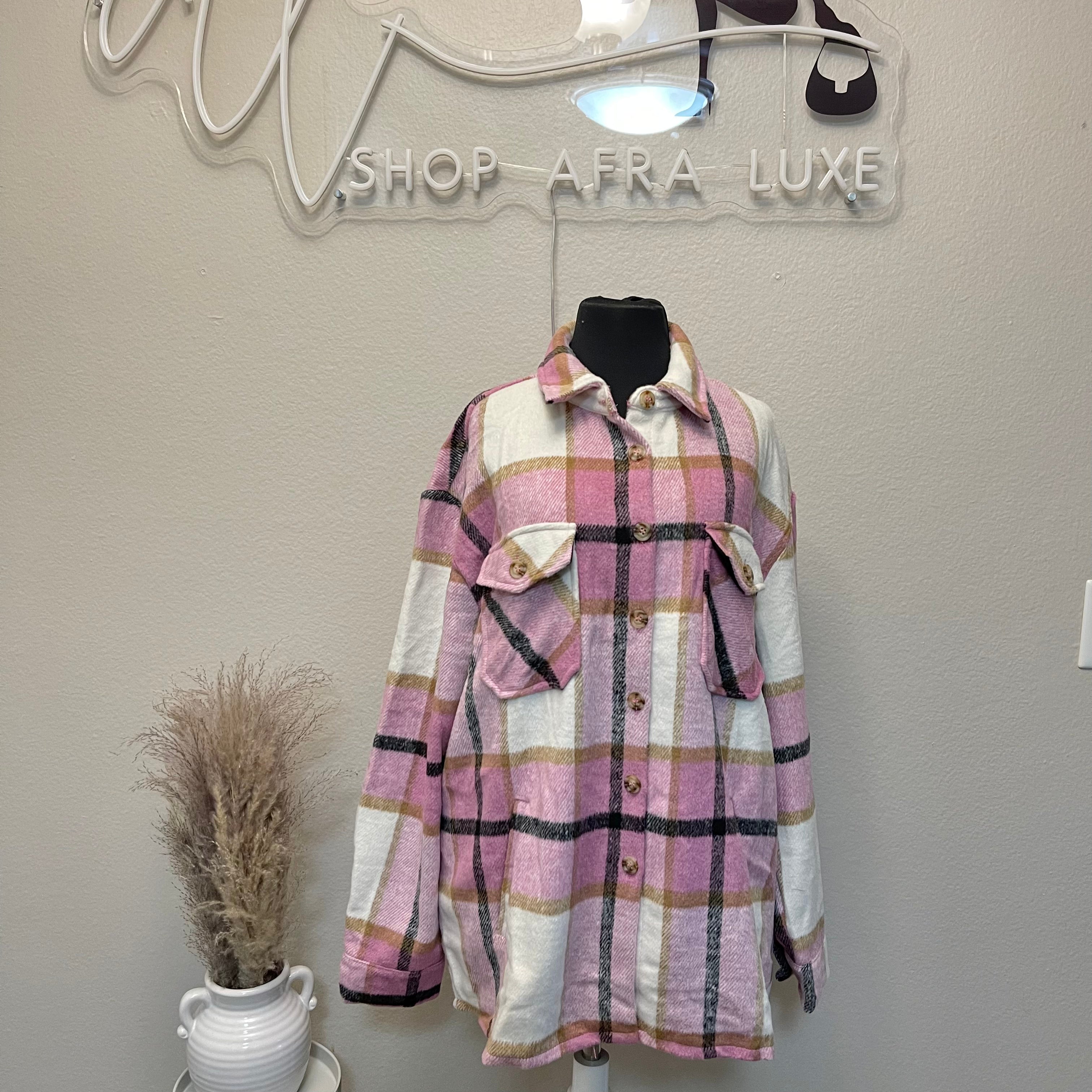 Strawberry Plaid Shacket (Pink)