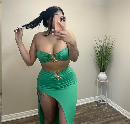 Money Loves Me 2 Piece (Green)