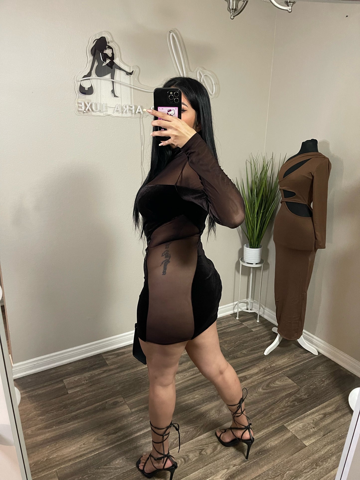 Lulu C-Thru Dress (Brown)