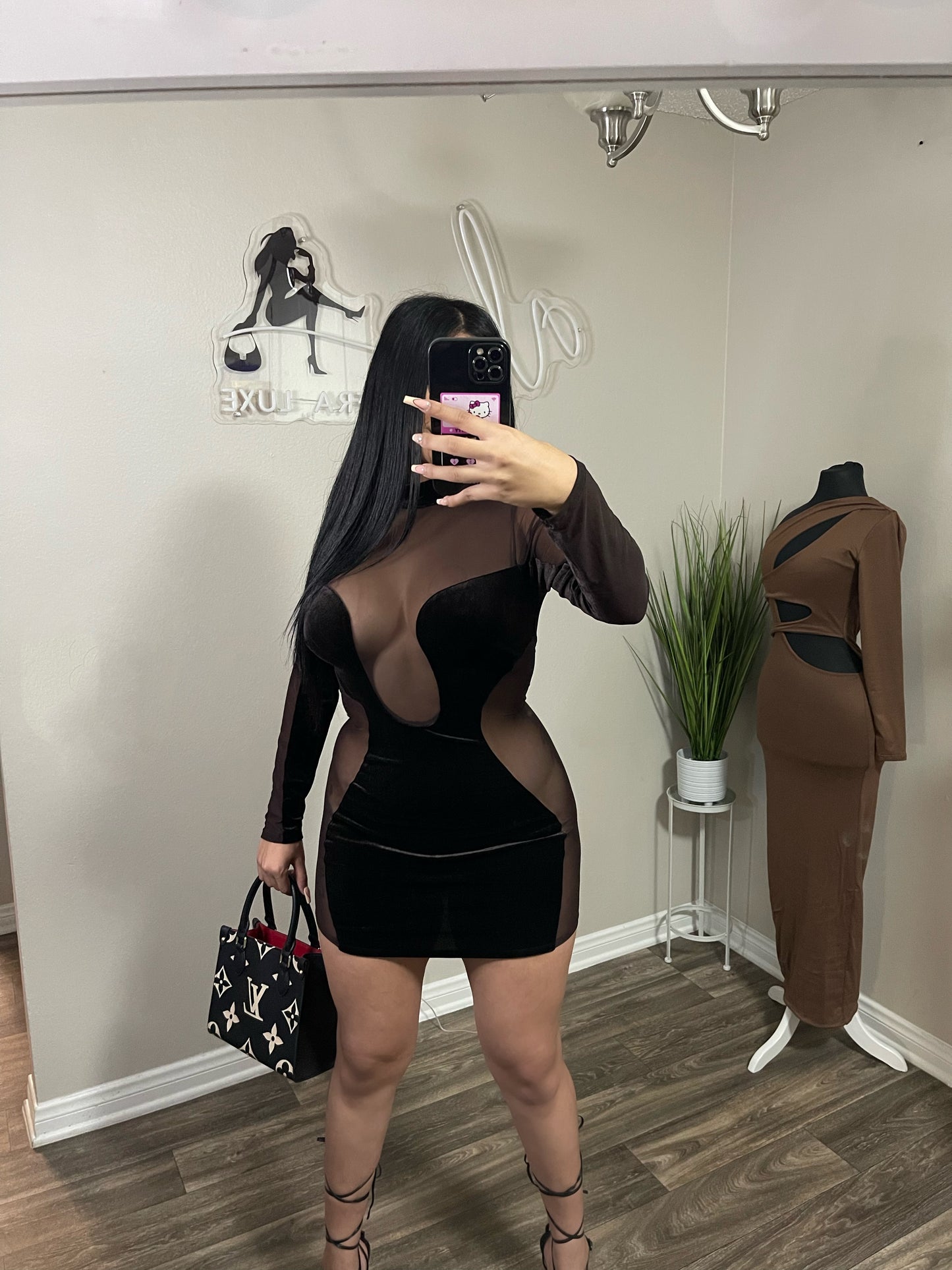 Lulu C-Thru Dress (Brown)