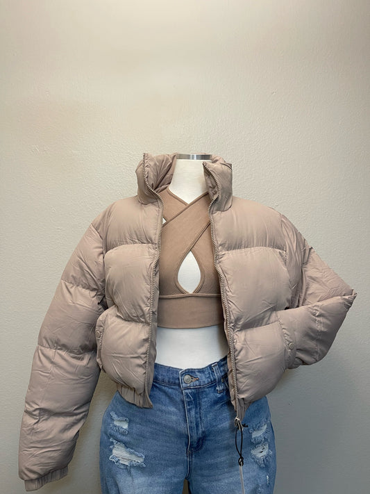 Velia Puffer Jacket (Taupe)