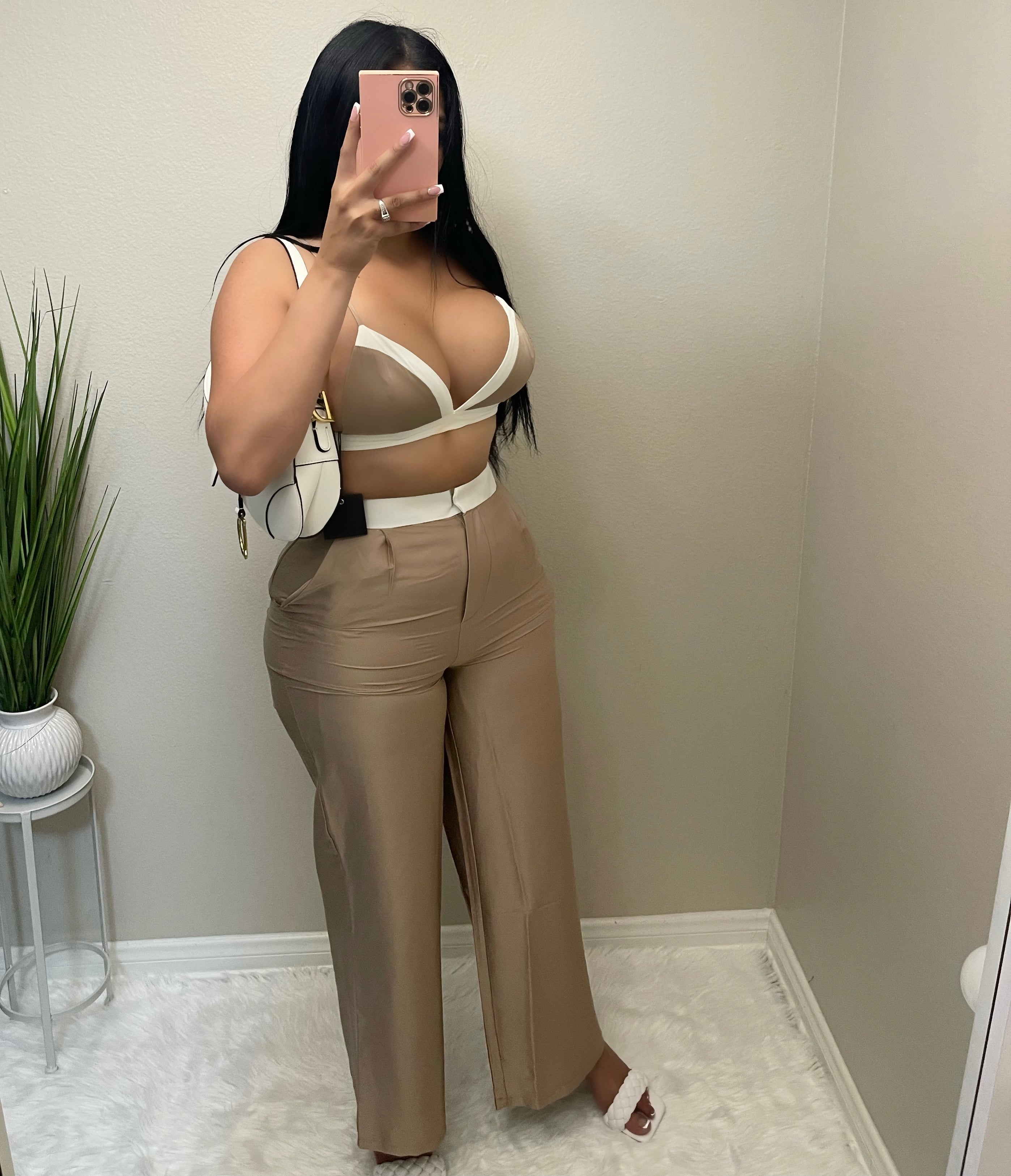Sophia-sticated Two Piece (Beige/White)